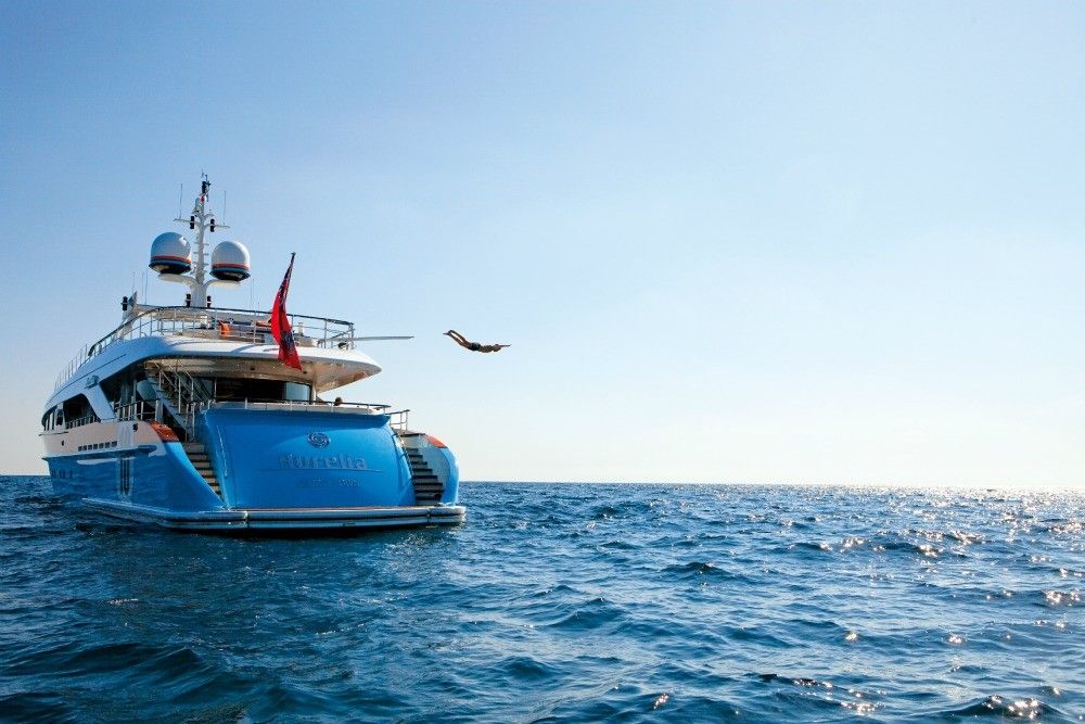 37m Aurelia - Diving Shot - Luxury Super Yacht - Humphrey Munson Blog