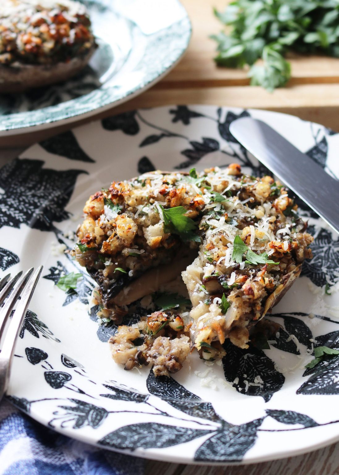 Garlicky Stuffed Portobello Mushrooms