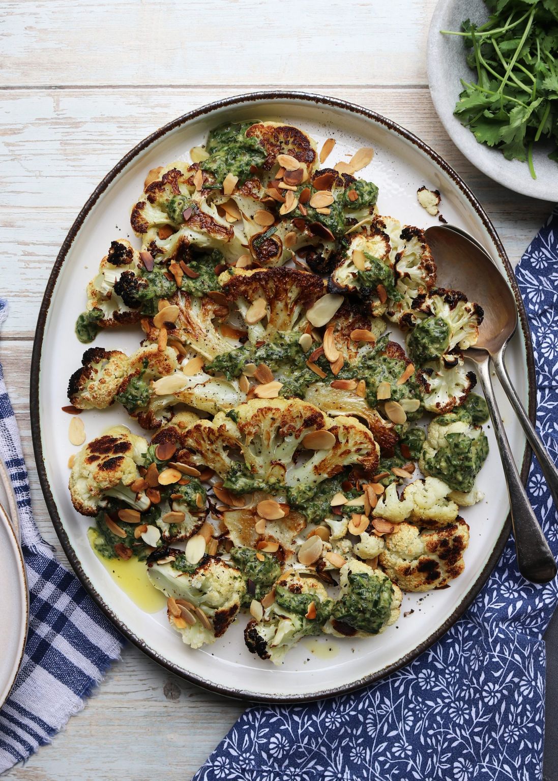 Garlicky Grilled Cauliflower Steaks with Italian Salsa Verde