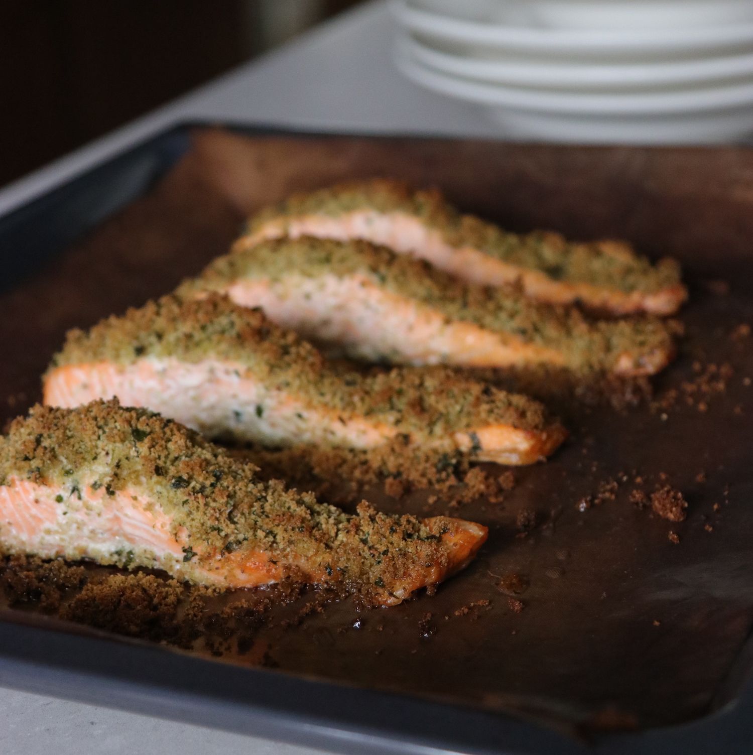 Recipe Notes | Herb Crust Salmon, Sweet Potato Chips and Parmesan Broccoli