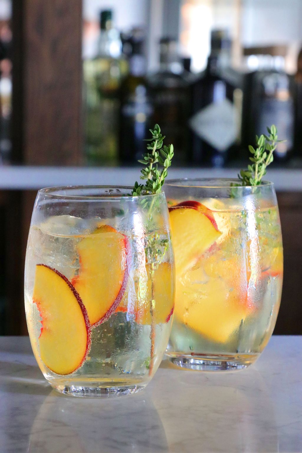 Peach, Thyme and Prosecco Cocktail