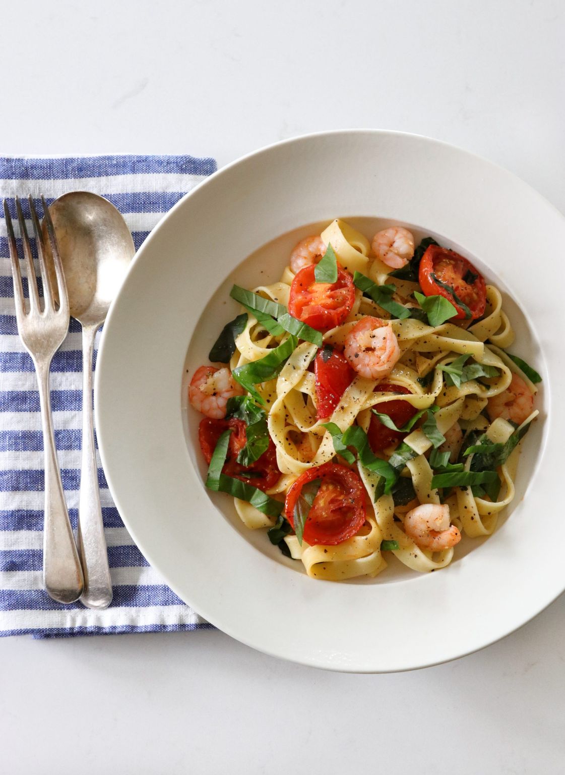 Recipe Notes | Roasted Tomato, Basil and Prawn Tagliatelle