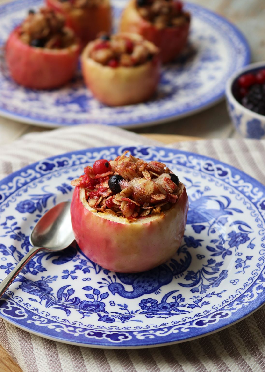 Baked Apples With Berry and Marzipan Crumble