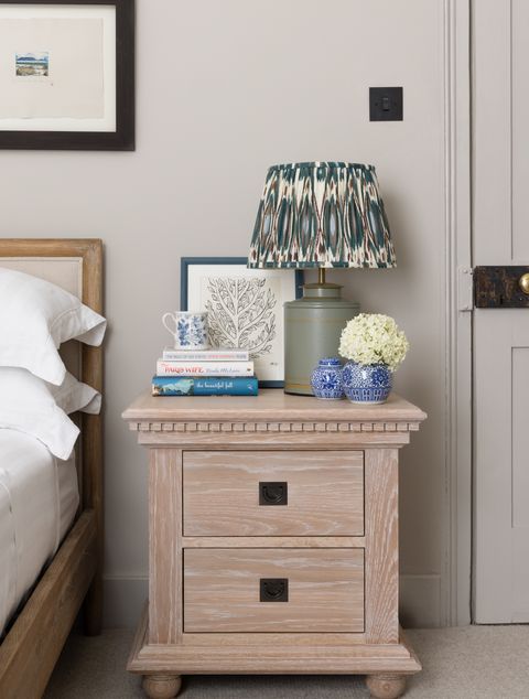 Jasper bedside table, in Portman oak and dentil block detail